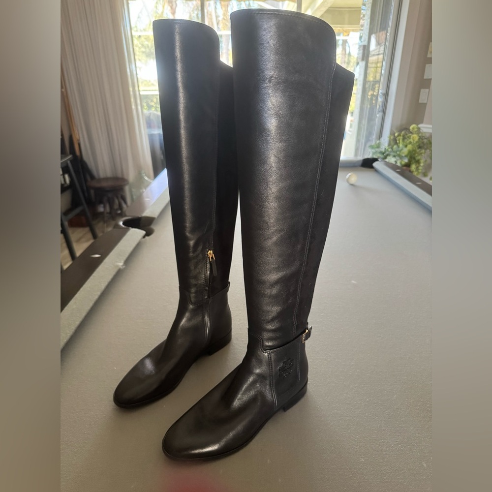 Tory Burch Black Leather Heeled Boots